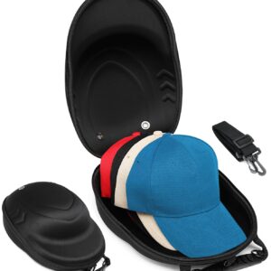 SLINRKE Hat Travel Case - Hard Hat Case for Baseball Caps, Hat Carrier Case with Carrying Handle & Shoulder Strap, Hat Organizer Protects Up To 6 Hats - Perfect for Traveling & Home Storage