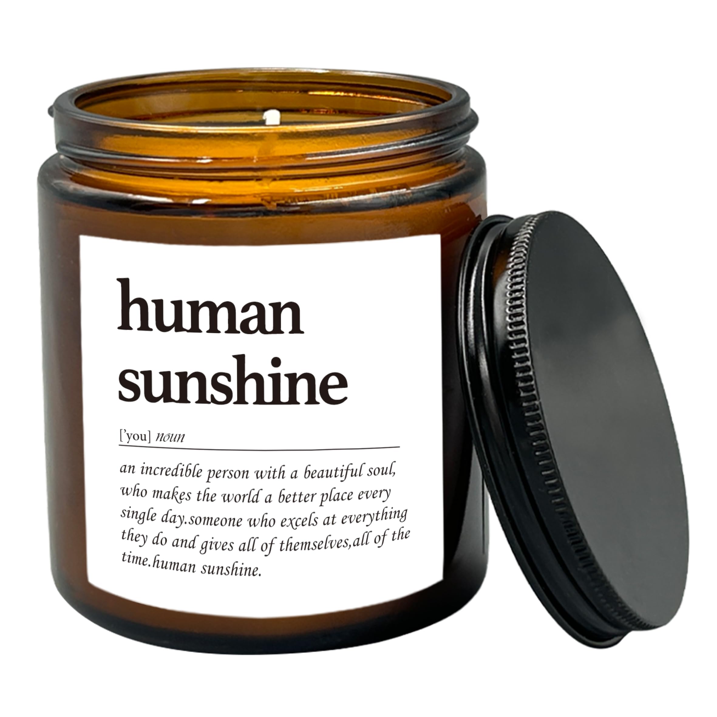 HIWX Human Sunshine Scented Candle, Appreciation Gifts Candle Gifts For Teachers Coworkers, Inspirational Gifts,Thank You Christmas Soy Jar Candle Gift, Lavender,Vetiver,Sandalwood Scented 8oz Holders