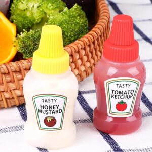 4 Pieces Mini Ketchup Bottles for Bento Box Accessories,25ml Mini Condiment Squeeze Bottles Portable Honey Sauce Salad Dressing Dispensers Jars Containers for Kids Adults Lunch Box