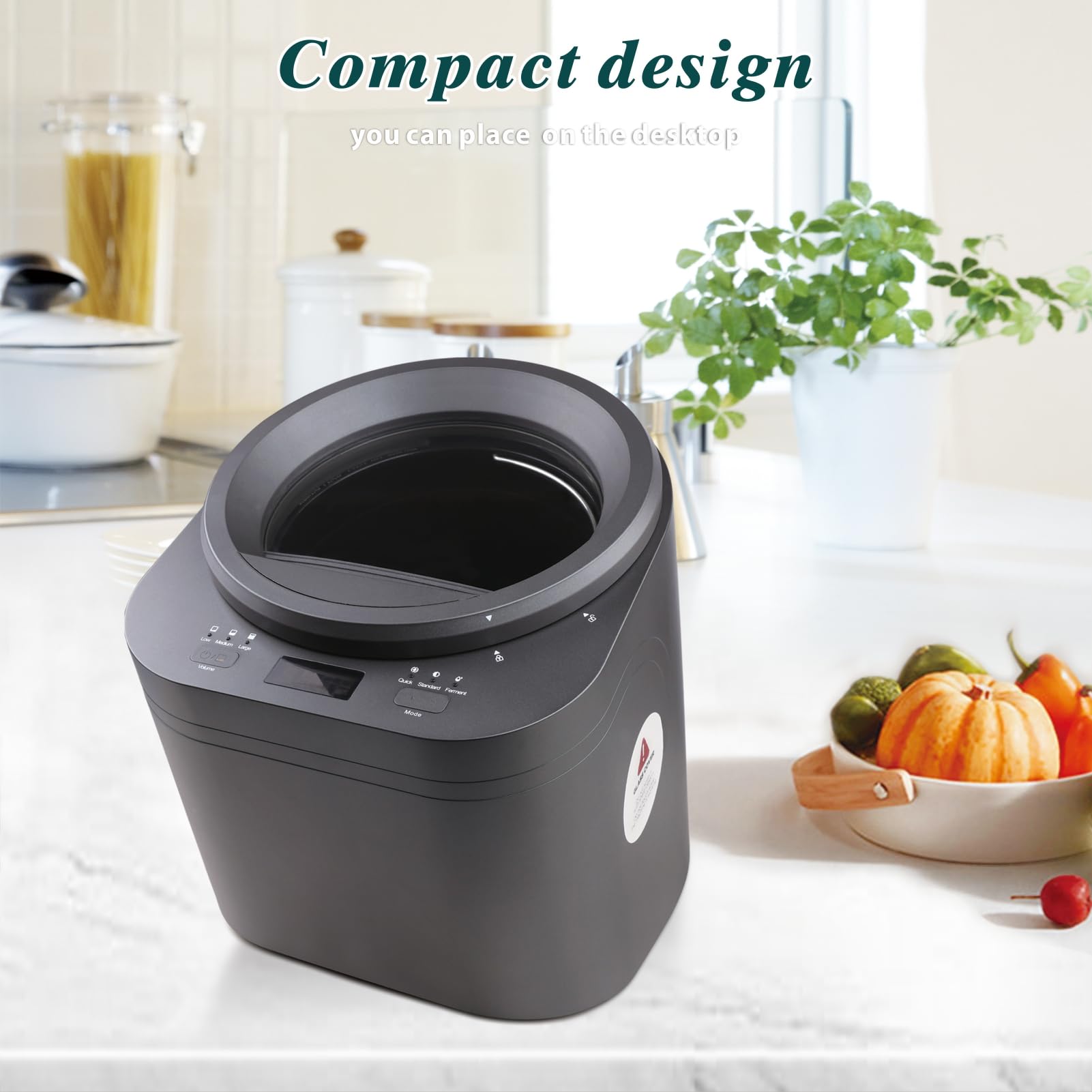 Upgraded Electric Waste Kitchen Composter,NESSGRAIM 2L Capacity Countertop Composter Indoor Odorless with 2 Detachable Carbon Filter, Turn Waste into Natural Fertilizer,Grey