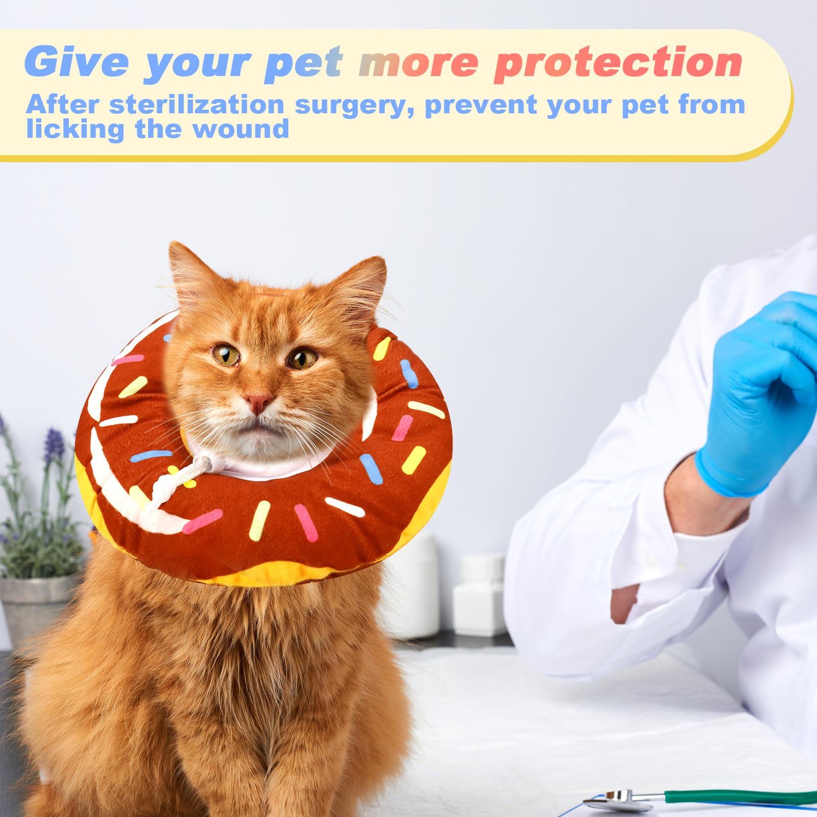 Guiqulai Cat Cone Collar Soft,Donut Pet Recovery Collar for Wound Healing,Adjustable Protective Cat Donut Collar After Surgery Neck Pillow Elizabethan Collars for Kitten,Puppy and Dogs