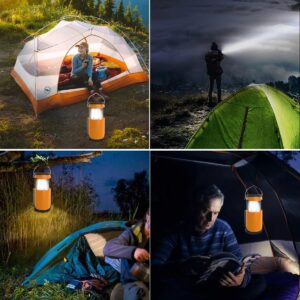 Juvihuxy LED Camping Light 5000ma Solar Powered/ Hand Crank/ USB-C Rechargeable Camping Lights, Rechargeable Flashlight Portable Survival Light Waterproof for Emergency Home Power outages Failure