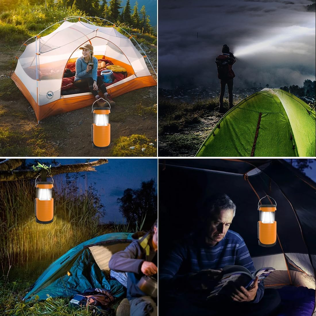 Juvihuxy LED Camping Light 5000ma Solar Powered/ Hand Crank/ USB-C Rechargeable Camping Lights, Rechargeable Flashlight Portable Survival Light Waterproof for Emergency Home Power outages Failure