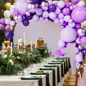 Purple Balloon Garland Arch Kit, Matte Dark Purple and Matte Purple Latex Balloons, Metallic Purple Balloons and Macaron Purple Balloons for Wedding Birthday Festival Graduation Party Decorations