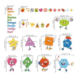 wondever Colorful Shapes Wall Stickers Educational Learning Geometry Peel and Stick Wall Art Decals for Toddlers Kids Room Classroom Playroom