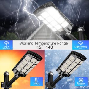 Juvihuxy 3000W Solar Street Light Outdoor,250000LM Solar Street Light Parking Lot Lights Commercial Dusk to Dawn,IP67 Waterproof Solar Security Flood Lights with Motion Sensor for Backyard, Path