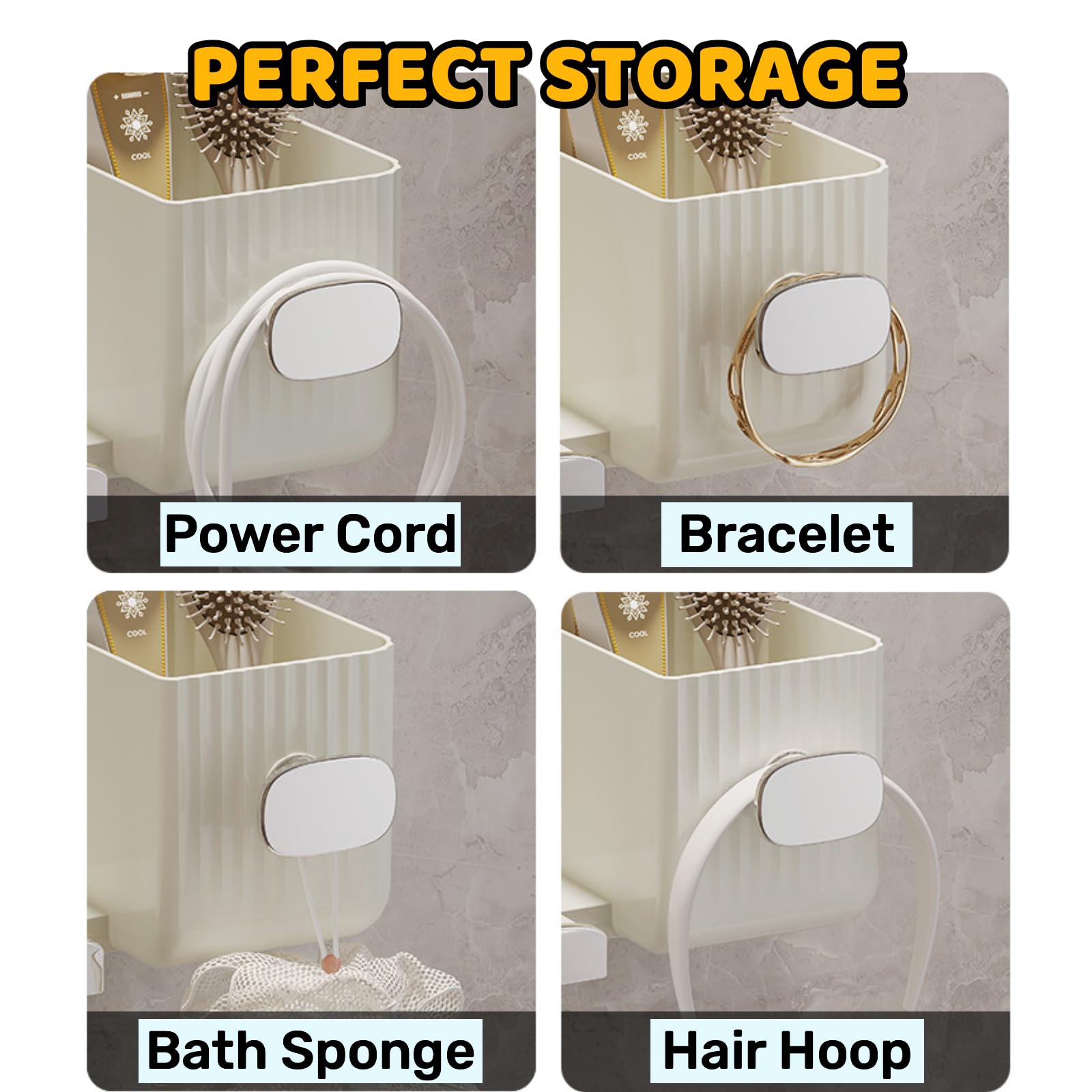 Minimalism Hair Dryer Holder Wall Mount Self Adhesive Fashionable Hair Tool Organizer Bathroom No Drilling (Golden)