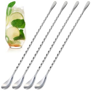 4pcs bar spoon cocktail mixing spoon - 12" drink mixer metal spoons cocktail stirrers long spoons for stirring spoons set cocktail spoon long handle - christmas cocktail mixers long spoon bar spoons