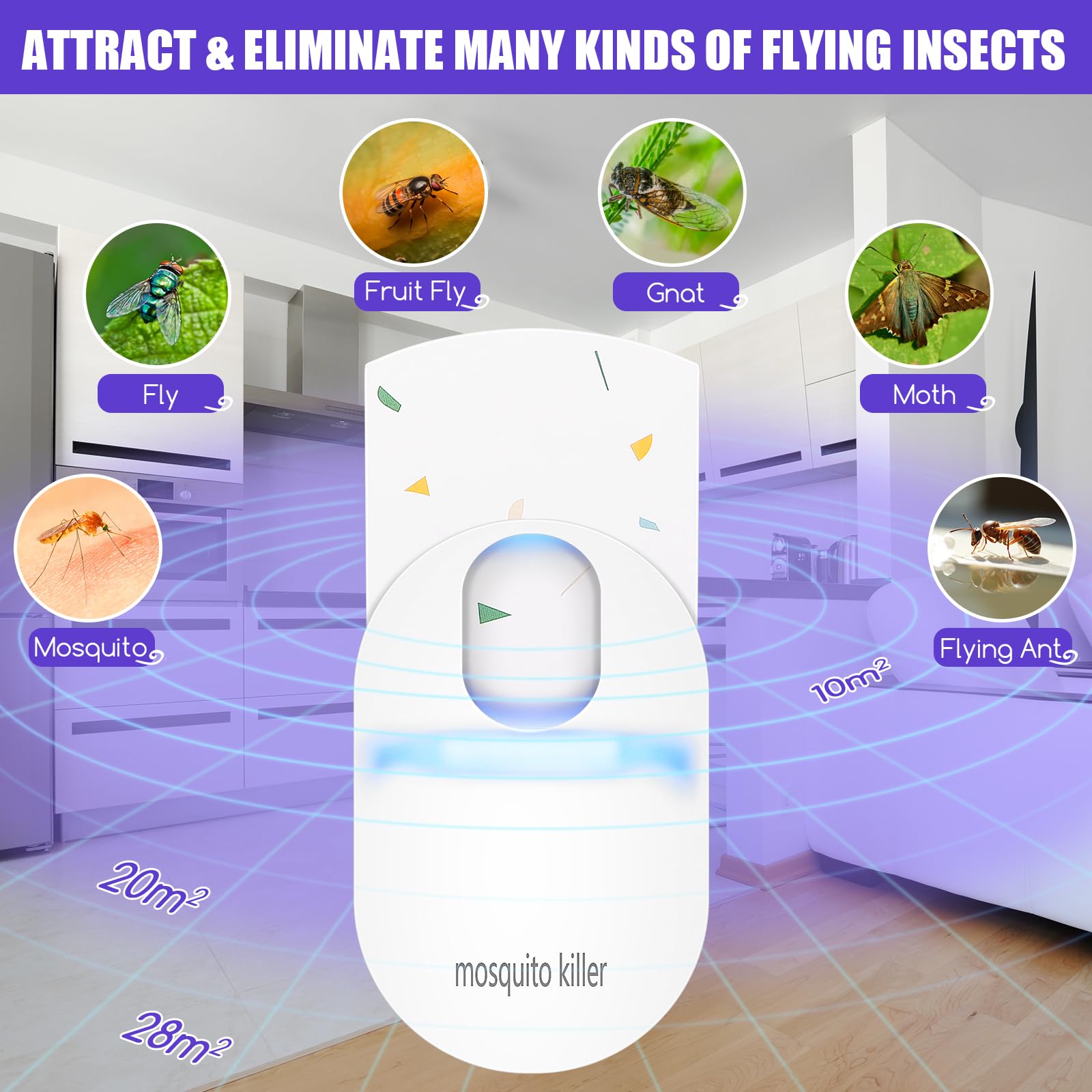 Gnat Trap for House Indoor Flying Insect Trap Bug Catcher Plug in Fly Trap Indoor Mosquito Trap UV Bug Light Bug Catcher with 5 Sticky Bug Trap Boards for Home Office