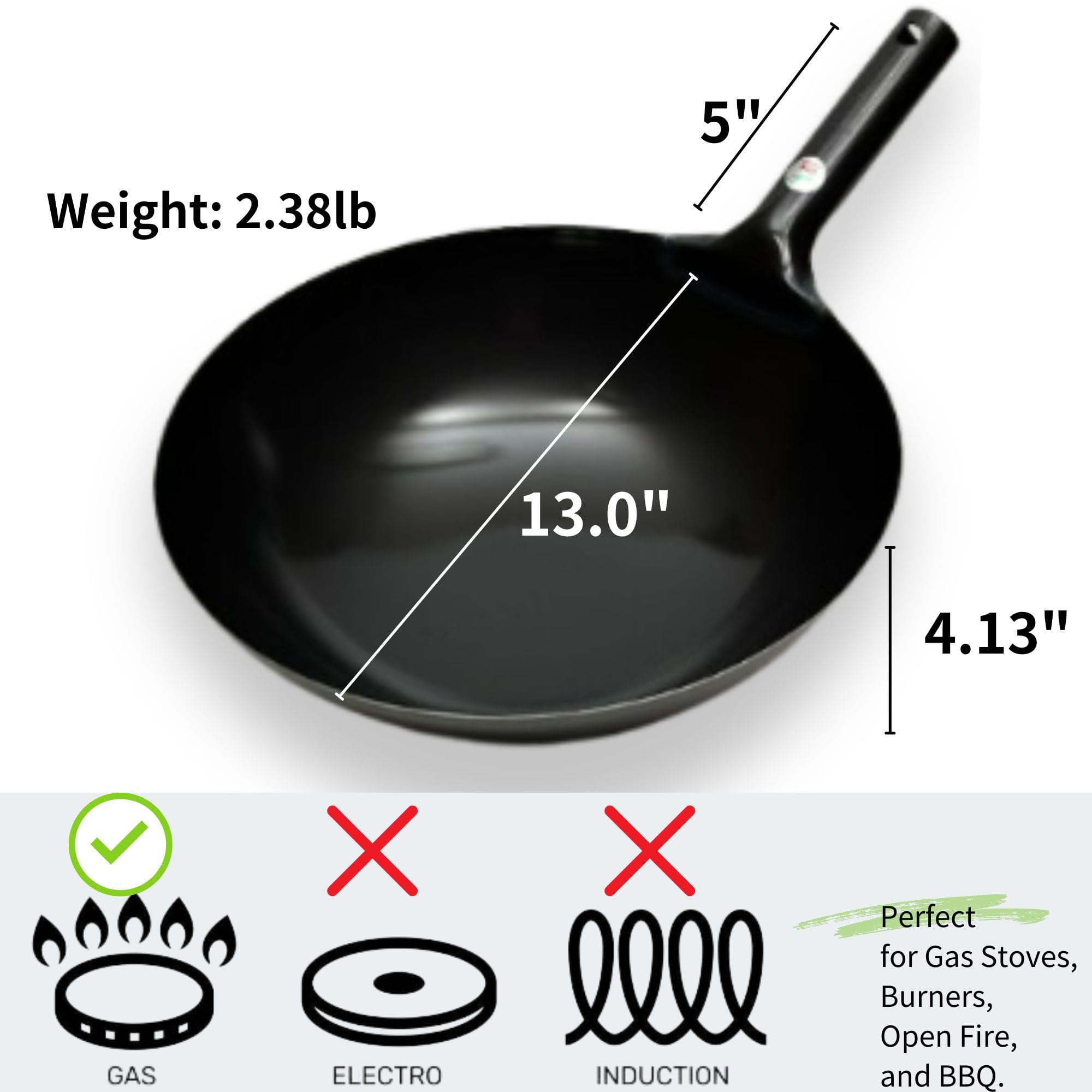 UPB Japan Kanda Iron Beijing Wok - Lightweight and Durable - Perfect for Authentic Japanese Cooking - 13 inch