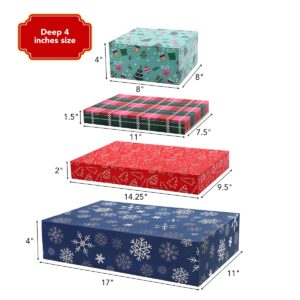 NUJOVI 13 Piece Christmas Gift Boxes with Lids - Beautiful Assorted Boxes for Wrapping Gifts with 4 inch Deep Robe Boxes and 8x8x4 Gift Box - Gift Boxes for Presents, Shirt, Robe, Lingerie, etc