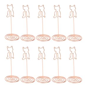 decorative shaped table number holder, 10pcs metal place card holders multipurpose memo photo stand holder for wedding party (cat)