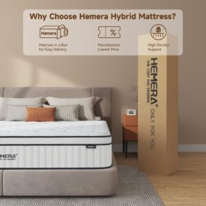 HEMERA Full Mattress, 10 Inch Hybrid Mattress in a Box, Individually Pocket Springs Bed Mattress, Full Size Mattress CertiPUR-US Certified, Pressure Relief & Supportive, Medium Firm, 75"*54"