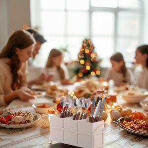 GaryVault White Kitchen Utensil Holder - Chic Silverware Holder for Party, Compact and Versatile Utensil Caddy, Ideal for Countertop and Party Use