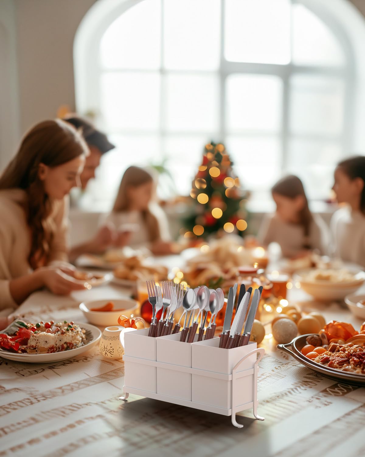 GaryVault White Kitchen Utensil Holder - Chic Silverware Holder for Party, Compact and Versatile Utensil Caddy, Ideal for Countertop and Party Use