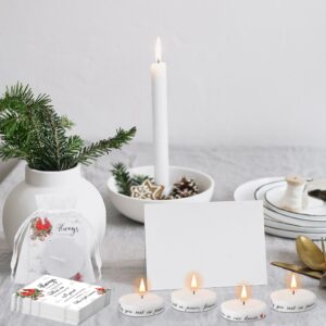 MTLEE 50 Set Funeral Favors White Unscented Memorial Tealight Candle Funeral Gift Candle with 50 Condolence Bereavement Cards and 50 Organza Bags for Guest Bereavement Celebration of Life Decoration