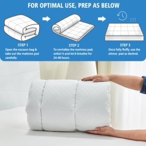 GOONIK Twin XL Mattress Pad Cover for College Dorm Room Essentials, Back to School Pillow Top Cooling Mattress Topper for Twin Extra Long Bed with 6-21 inches Deep Pocket, 39x80 Inches, White