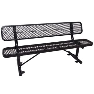 gojlex 6ft outdoor garden bench, metal park bench for 2-4 people, patio bench for park, garden, yard, front porch, path, lawn decoration, 900lb weight capacity (black)