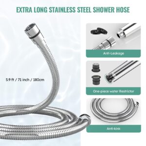 Filtered Shower Head with Handheld, High Pressure 9 Spray Mode Chrome Showerhead with Filters,detachable shower head,Water Softener Filters Beads for Hard Water -Remove Chlorine