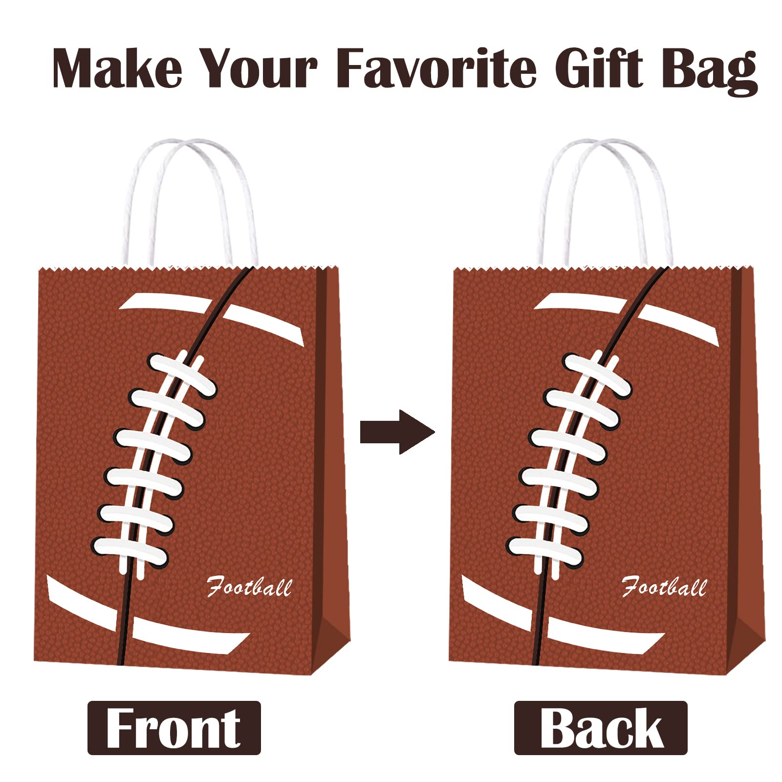 16pcs Football Goodie Bags for Boys with Handle Football Paper Bags Football Treat Bags Football Gift Bags Football Theme Party Decorations Football Party Bags for Kids Birthday Party Supplies