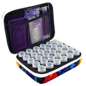 lirunqiu diamond painting storage containers, 30 slots diamond art accessories and tools kits storage box(purple)