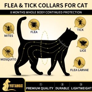 YOTANGO 4 Pack Flea Collar for Cats, 32 Months Flea and Tick Prevention for Cats, Waterproof Cat Flea Collar, Cat Flea and Tick Treatment, Adjustable Flea and Tick Collar for Cats Kittens-Black