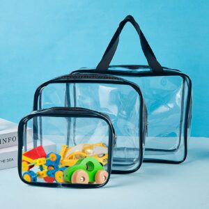 9 Packs Clear PVC Toy Storage Bags Toiletry Bags Waterproof Kids Zippered Toy Organizing Bags for Building Blocks Puzzle Stationery Black