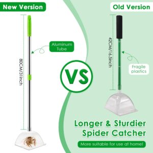 Saillong 1 Pack Large Spider Insect Catcher with Long 31'' Handle, Contactless Spider Grabber Removes Release Spiders and Insects, Spider Catchers for Home Kid Nature Explore