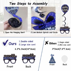 10th Birthday Decorations for Boys Girls, Blue I'm 10 Double Digits Banner Party Decorations, Happy 10th Birthday Decor Double-Sided Card Pompoms Hanging Swirl for Ten Years Old Boys Girls Gifts 45pcs