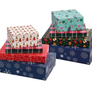 NUJOVI 13 Piece Christmas Gift Boxes with Lids - Beautiful Assorted Boxes for Wrapping Gifts with 4 inch Deep Robe Boxes and 8x8x4 Gift Box - Gift Boxes for Presents, Shirt, Robe, Lingerie, etc