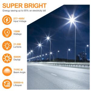 ADUB 480V 150W LED Parking Lot Light 21,000LM, UL Listed LED Shoebox Pole Light 5000K, LED Linear High Bay Light 150W 22500LM, 15.6''