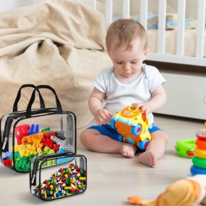 9 Packs Clear PVC Toy Storage Bags Toiletry Bags Waterproof Kids Zippered Toy Organizing Bags for Building Blocks Puzzle Stationery Black