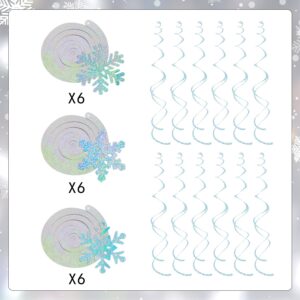 ORG 30Pcs Winter Snowflake Hanging Swirls Decorations, Frozen Hanging Ceiling Streamers Silver Snowflakes Ornaments ornaments set for Winter Wonderland Christmas Baby Shower frozen themed Birthday Party Decoration