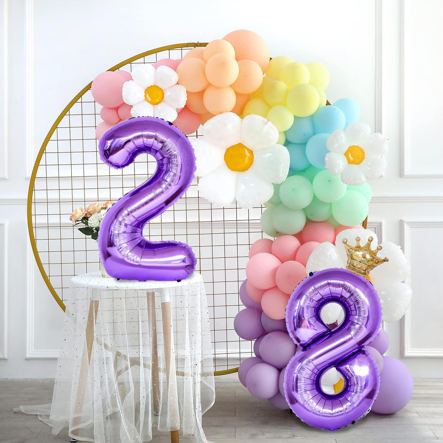 YFHVJTKO 32 Inch Number 16 Gold Crown Balloon Set,16th Celebration Decorations for Happy 16th Birthday Party Wedding Bridal Shower Engagement Photo Shoot Anniversary Decoration, Purple 16 Balloon