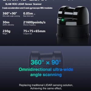 youyeetoo L1 4D 3D LiDAR Scanner, 360 Degree, 30 Meters Scanning Radius, ROS SLAM LIDAR Sensor, for AGV Robot Navigation and Obstacle Avoidance (L1RM (30M))