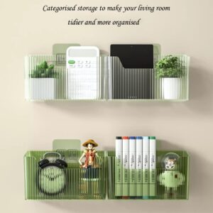 Set Of 2 Storage Organizer Bins Wall Mounted Organizer Basket, Shower Caddy Stackable Clear Plastic Makeup Organizer Adhesive Hanging Bin for Bathroom, Kitchen, Cabinet, Pantry, BPA Free, Large, Clear