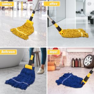 Kasunpul Commercial Mop, Looped-End String Wet Mop, Industrial Mop, 69" Heavy Duty Mops with 2 String Mop Heads for Floor Cleaning, Home, Kitchen, Office