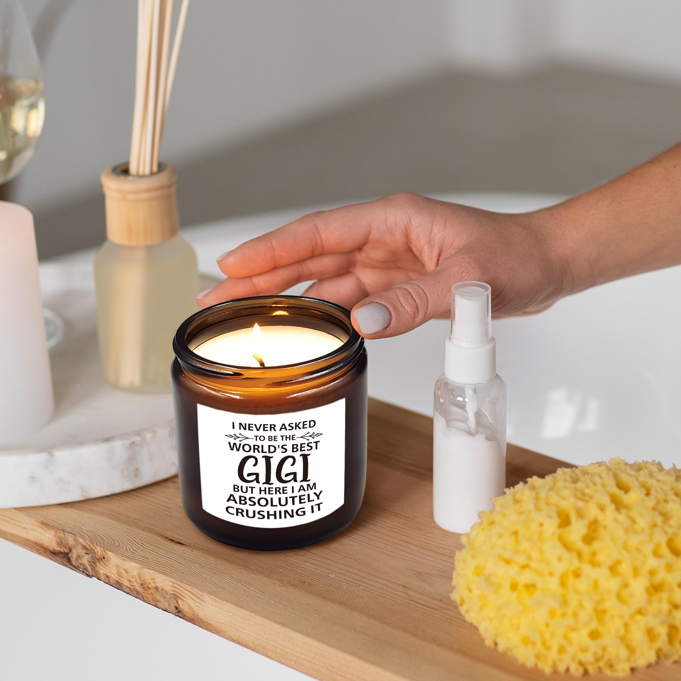 HIWX Gigi Gift Scented Candle, Best Gigi Candle Gifts for Gigi Grandma, Gigi Candle,Christmas Birthday Mothers Day Soy Jar Candle Gift Scented, Lavender,Vetiver,Sandalwood Mixed Scented 8oz Holders