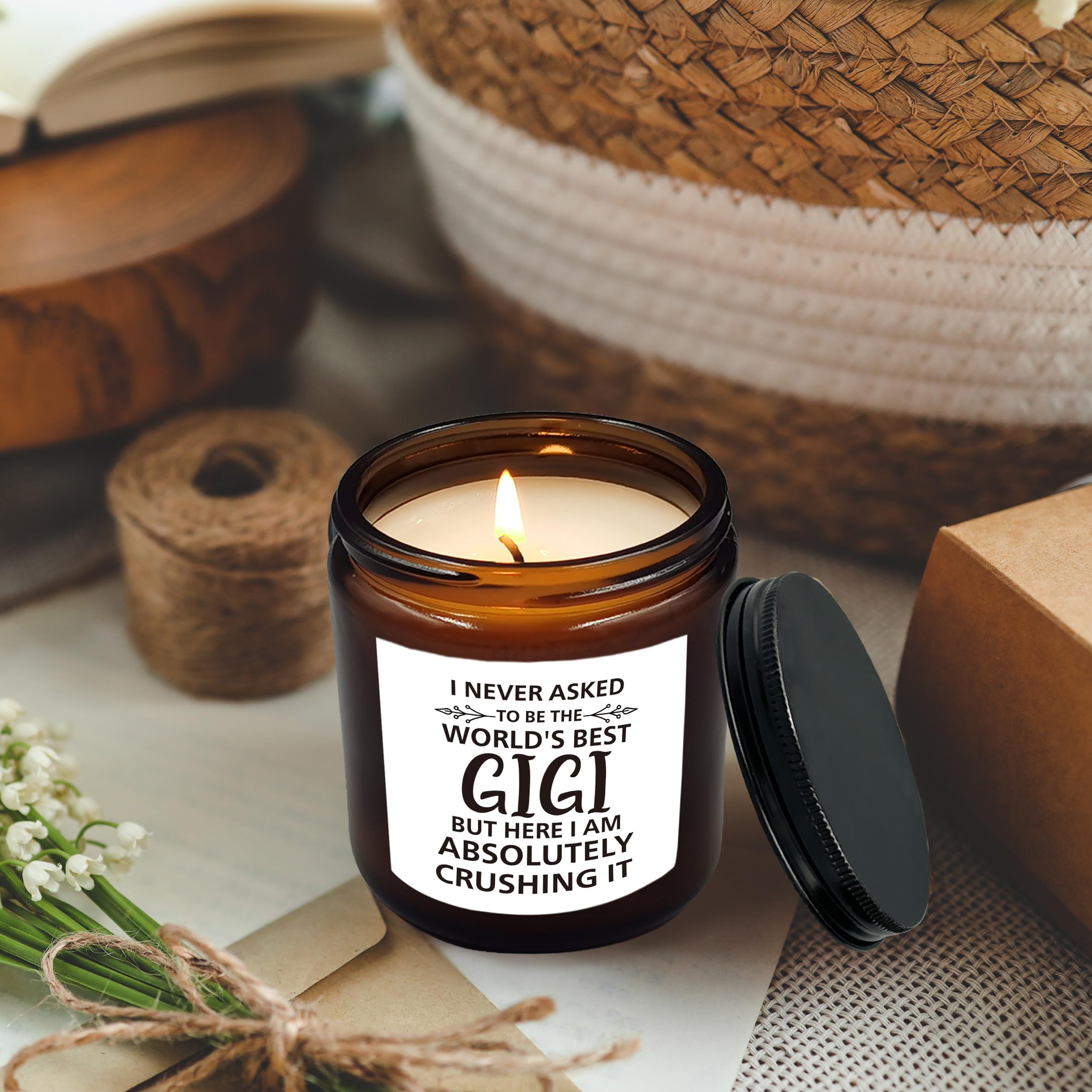 HIWX Gigi Gift Scented Candle, Best Gigi Candle Gifts for Gigi Grandma, Gigi Candle,Christmas Birthday Mothers Day Soy Jar Candle Gift Scented, Lavender,Vetiver,Sandalwood Mixed Scented 8oz Holders