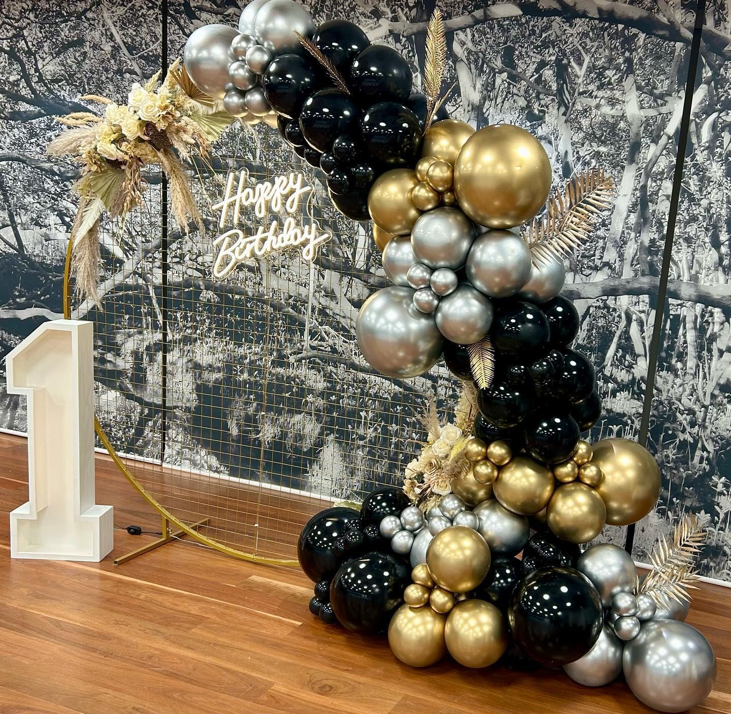 Bonropin 152pcs Black and Gold Balloons Garland Arch Kit with Black Gold Silver Balloons Gold Confetti Balloons New Year Ballons for Retirement Wedding Graduation New Year Birthday Party Decoration