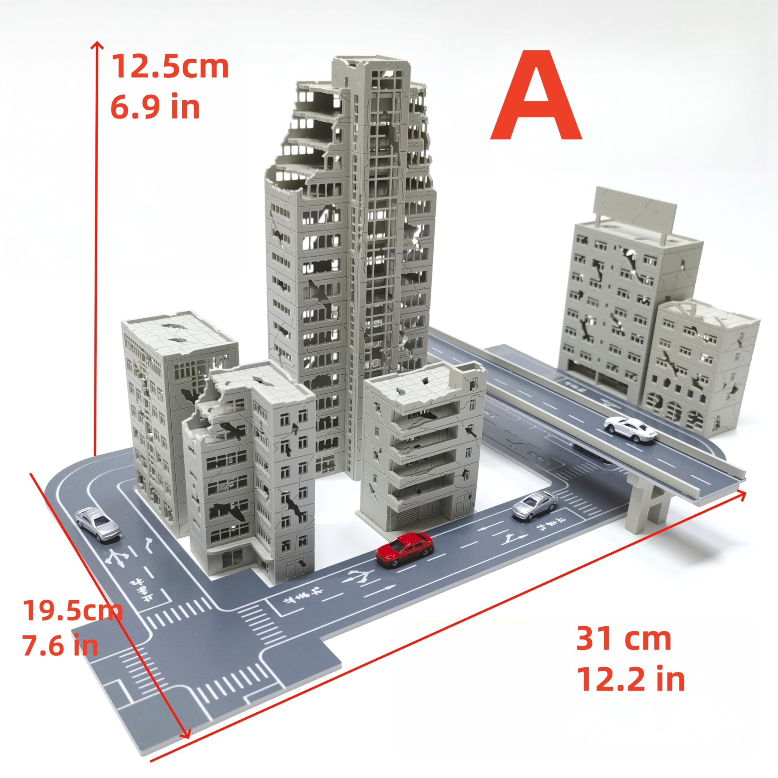 Mycity1:300 Battle Damage Scene, Destroyed City Scene, Simulation Assembly Building Model (A)