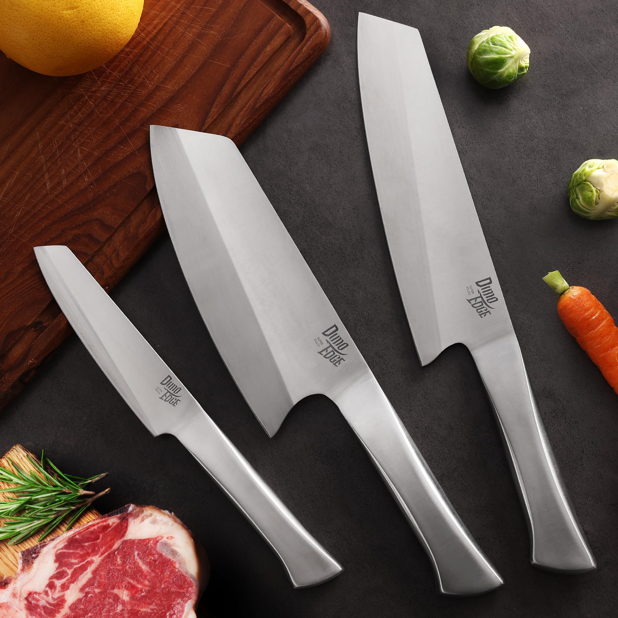 dimoedge Ultra Sharp 3-Piece Kitchen Knife Set, High Carbon Stainless Steel Chef Knife Set, Professional Japanese Knives with Ergonomic Hollow Handle