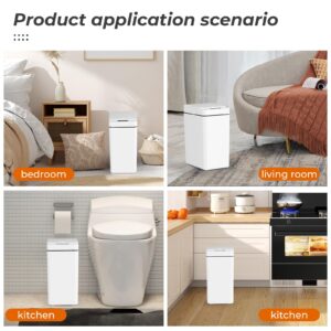 Bathroom Trash Can with Lid 2.4 Gallon Smart with Lid Motion Sensor Trash Can Waterproof Narrow Small Garbage Bin for Kitchen Bathroom Office Living Room