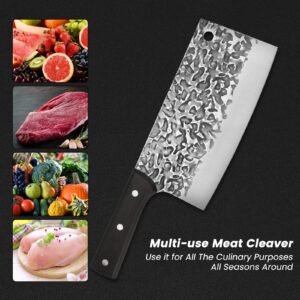 Kitory Cleaver Knife, 7" Light Weight Chinese Chefs Knife, Hand Forged Blade with Guard, Full Tang High Carbon Stainless Steel kitchen Knife, 2024 Gifts For Women and Men