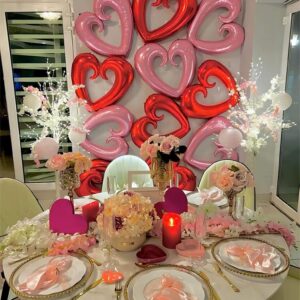 4 Pcs Huge Gradient Pink Heart Balloons 40 Inch Heart Shaped Balloons for Valentines Day Decorations Bridal Shower Wedding Party Decorations (Red,Pink)