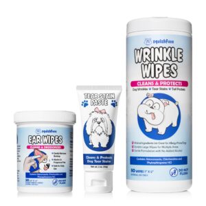 squishface tear stain paste + wrinkle wipes + dog ear wipes bundle - for dogs with wrinkles, tear stains, tail pockets, irritated paws & more - great for all breeds!