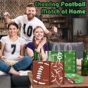 16pcs Football Goodie Bags for Boys with Handle Football Paper Bags Football Treat Bags Football Gift Bags Football Theme Party Decorations Football Party Bags for Kids Birthday Party Supplies