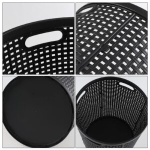 Eagrye 2-Pack Round Plastic Storage Laundry Basket, 40 L Laundry Hamper, Black, F