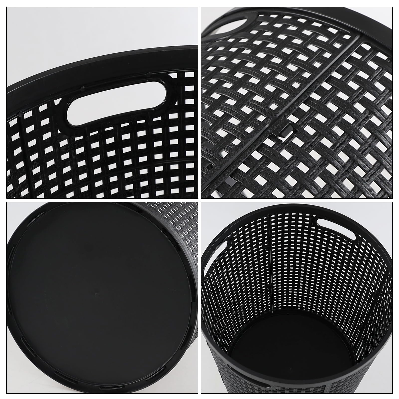 Eagrye 2-Pack Round Plastic Storage Laundry Basket, 40 L Laundry Hamper, Black, F