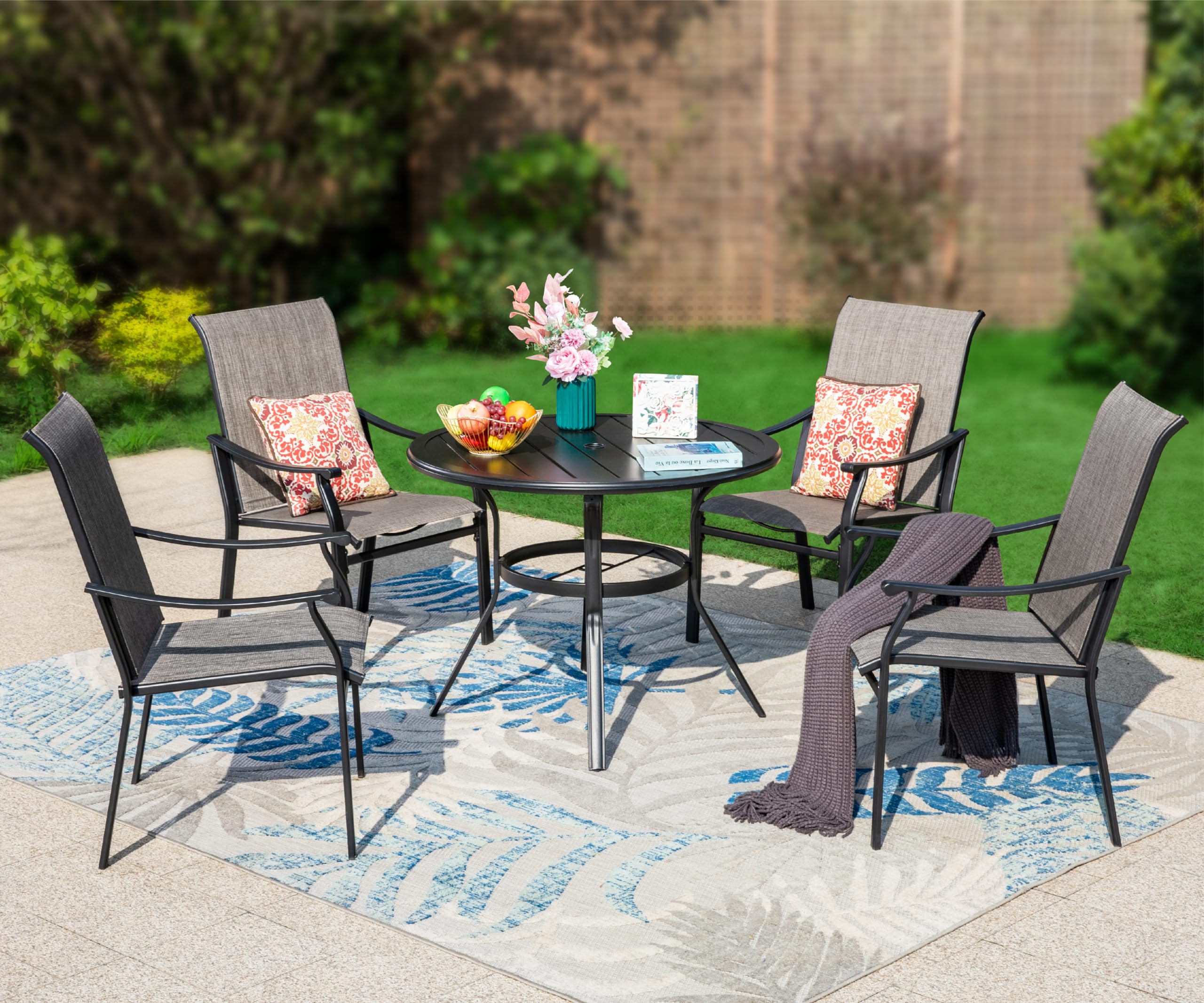 Sophia & William Outdoor Chairs Set of 4, Patio Chairs with Breathable Textilene Fabric and Heavy-Duty Iron Frame, Good for Lawn Garden Backyard Deck 350 lbs Capacity